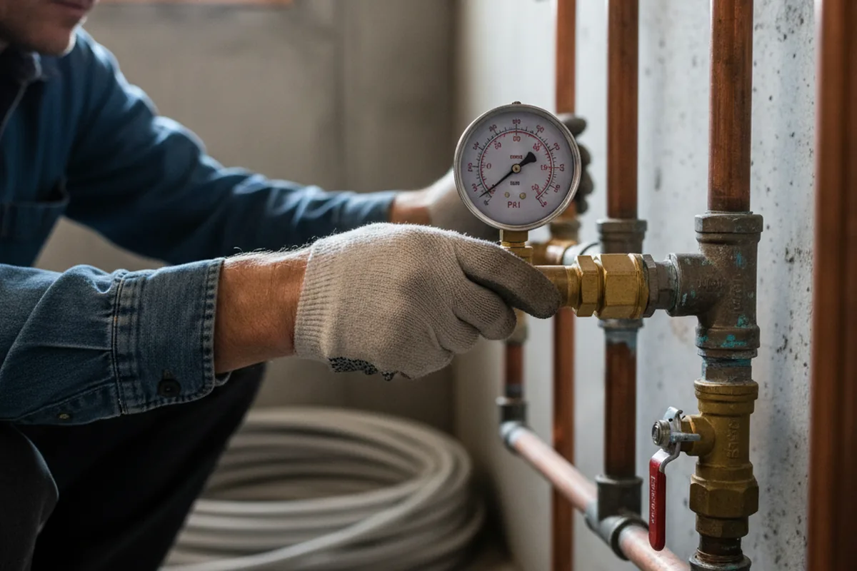 Pressure testing a repaired line during Water Line Repair in Dry Ridge
